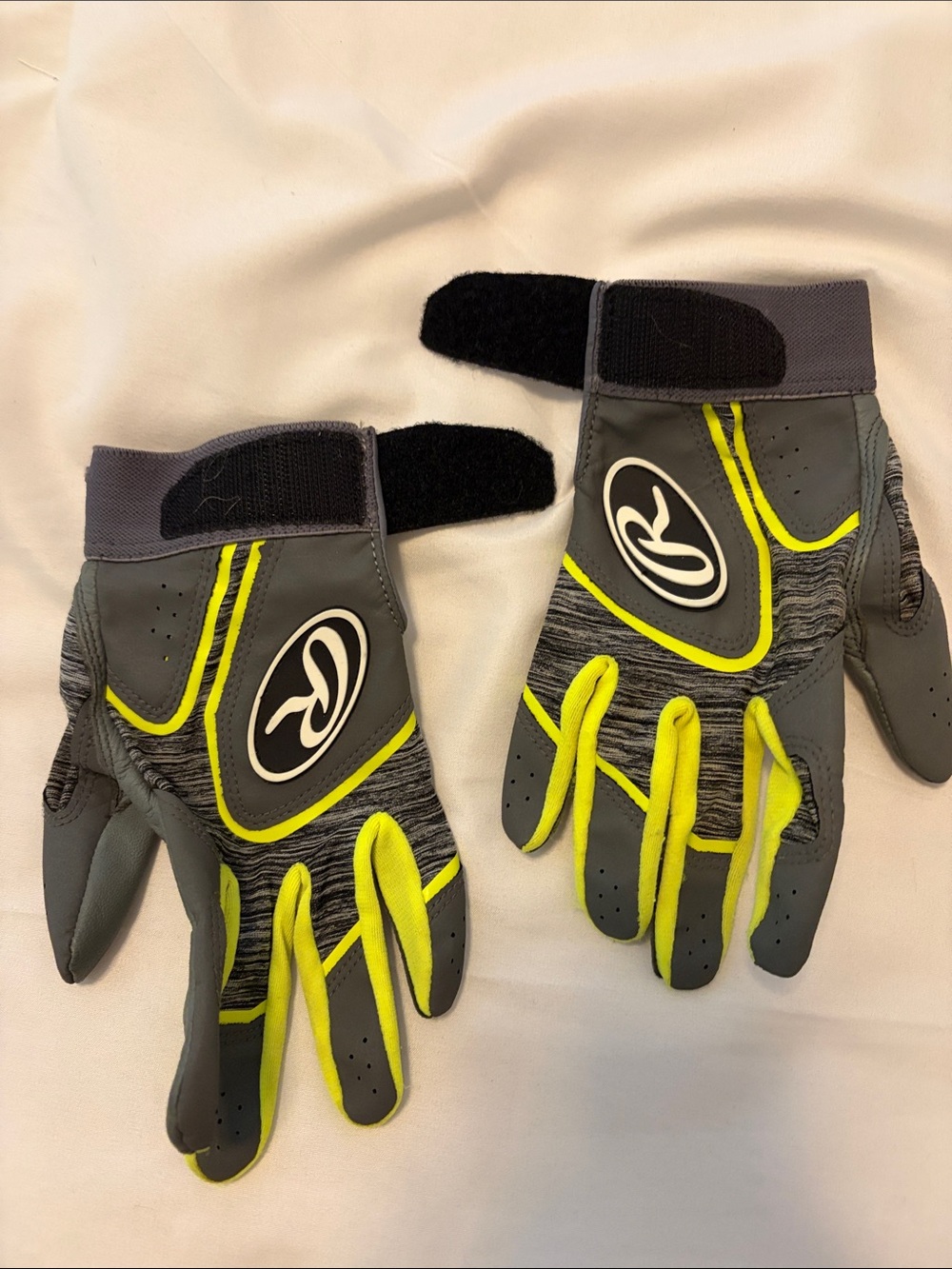 Rawlings Grey and Neon Yellow Kids Baseball Gloves